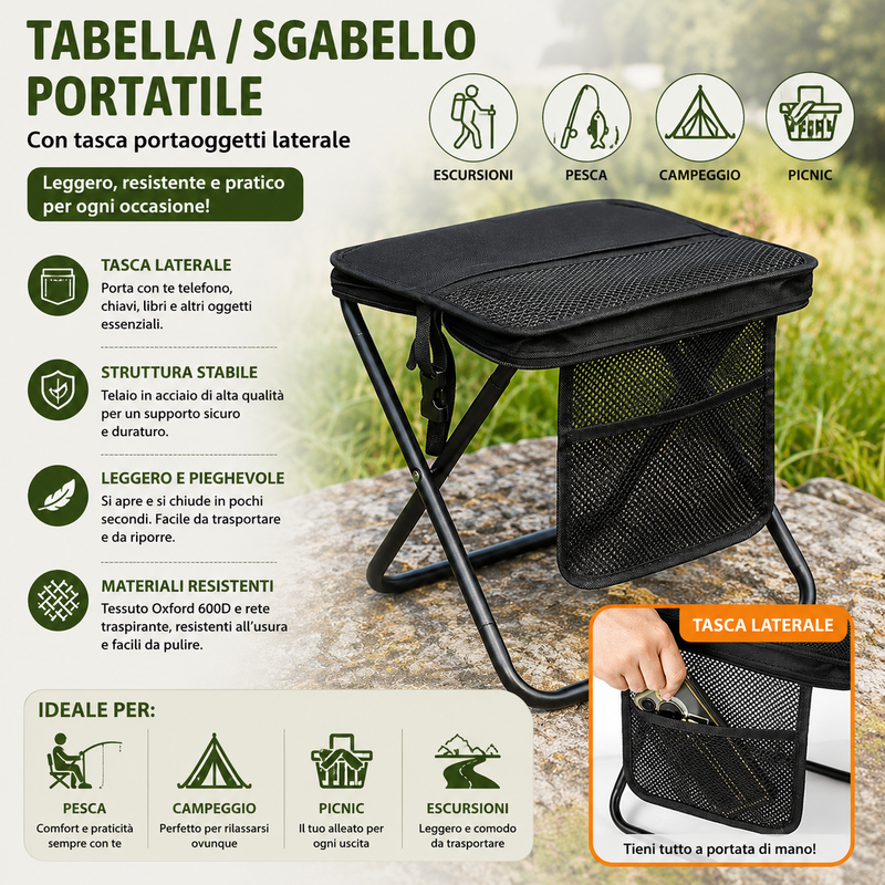 Sgabello Pieghevole da Zaino